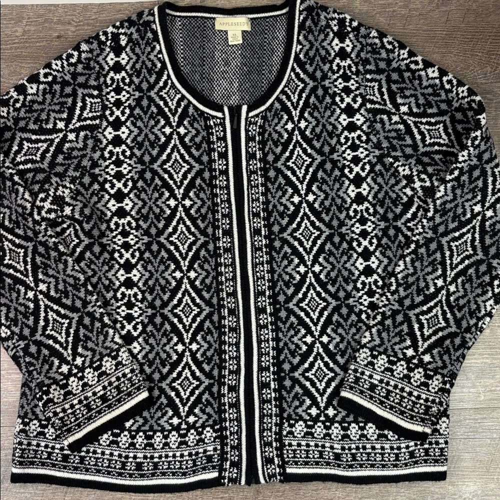 Appleseed’s Nordic Fair Isle Cardigan Sweater (Size XL)